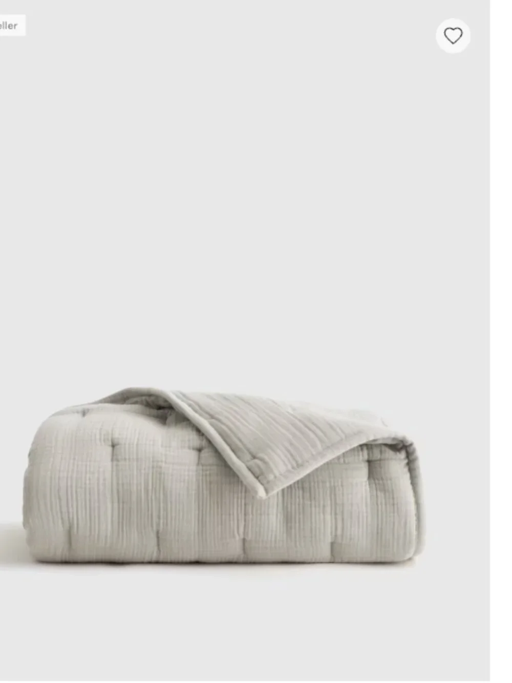 Quince Organic Cotton Airy Gauze Dream Quilt – King/Cal King – Fog Gray-No Shams